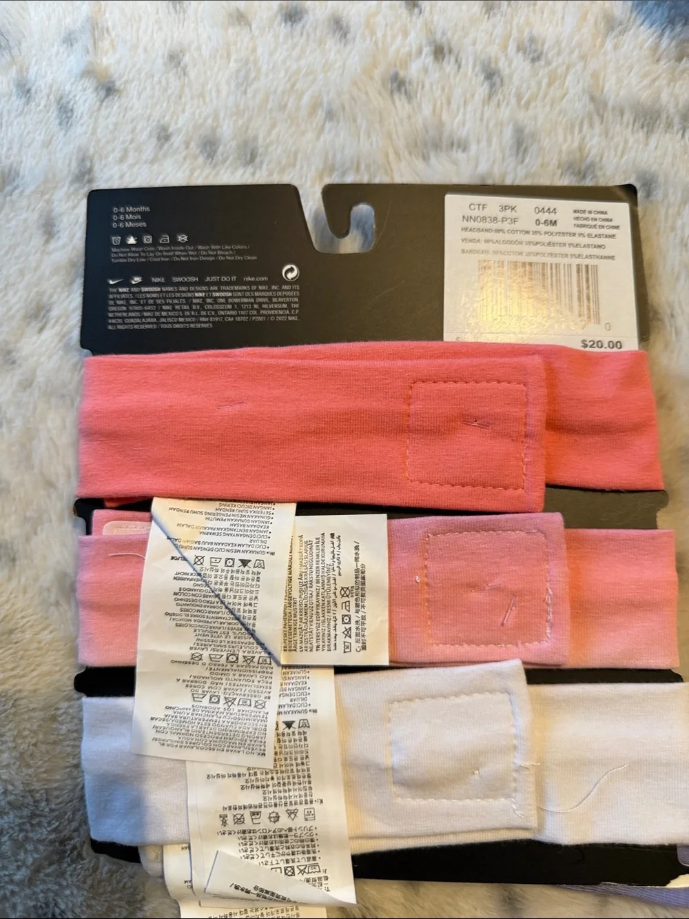 Nike Girls 3-Pack Bow Headbands in White, Pink, Purple